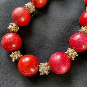 Wood Beaded Costume Necklace